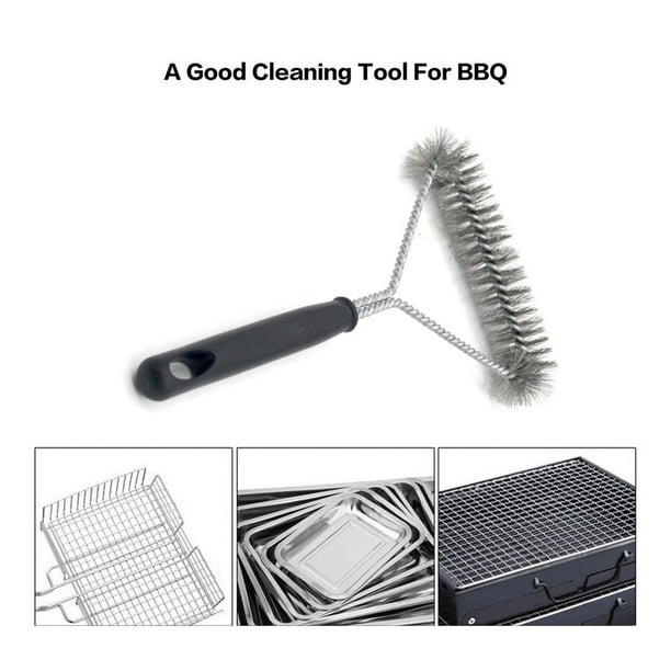 BBQ Grill Barbecue Brush Stainless Steel Wire Bristles Triangle Cleaning Brush G